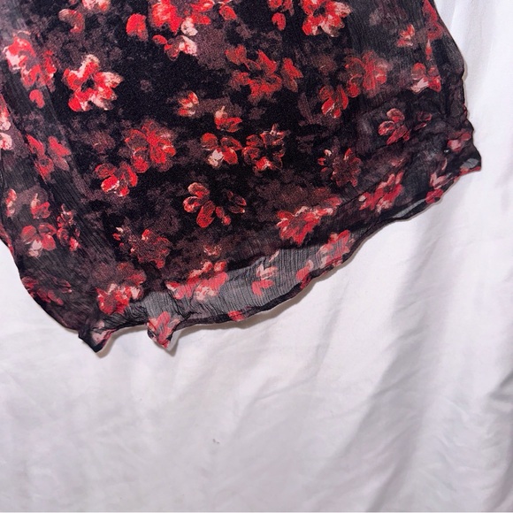 Rachel Zoe Silk Size 4 Black and Red Floral Print Jumpsuit Wide Leg Ruffled - Picture 8 of 14